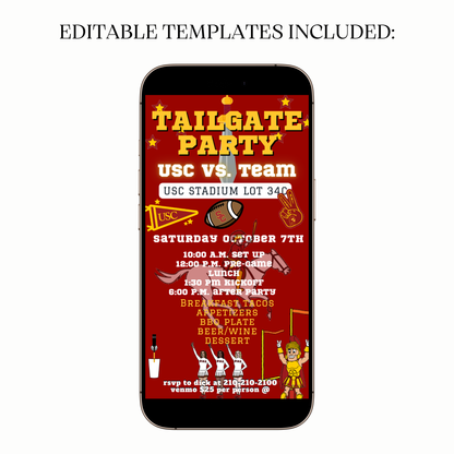 Animated USC tailgate party digital video invitation