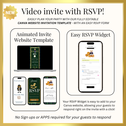 Polo Bear Ralph Lauren Baby Shower Website Invite | Animated Bearly Wait Baby Shower Invite with Rsvp tracking