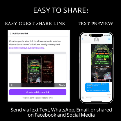 Halloween Video Invitation | Animated Halloween Digital Evite | Editable Canva Invite Template
