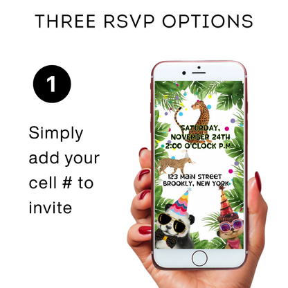 Party Animals Video Invitation Template | Mobile Animated Invite Kids Birthday | Canva Video Evite Download
