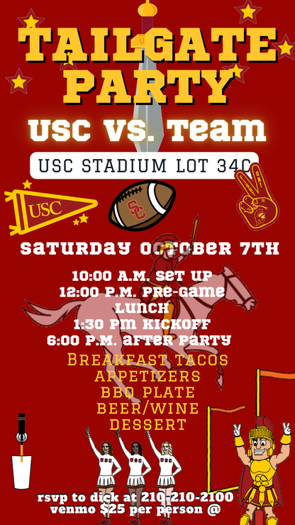 Online editable USC Trojans video party invite