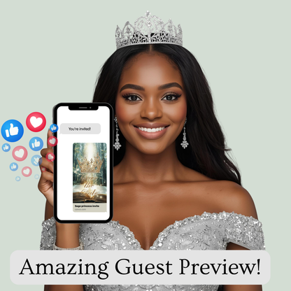 Sage Quinceañera Invitation | Princess Video Invite | Green Sweet 16 Evite | Editable Canva Template