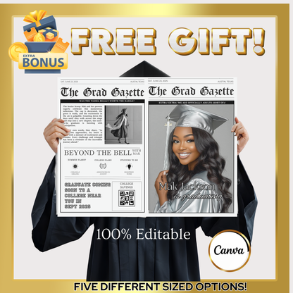 2026 Graduation Party Video Invitation | Digital Gold Graduation Invite | Editable Online RSVP Evite Canva Template