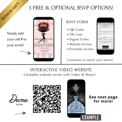 Showgirls Video Invitation | Animated Las Vegas Showgirl Digital Evite | Editable Canva Invite Template