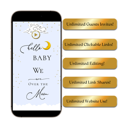 Over the Moon Baby Shower Invitation and Guest Website