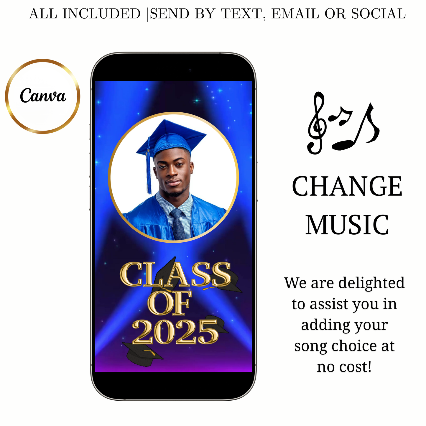 2026 Graduation Video Invitation |Editable Grad Animated Invite | Canva Video Evite Template