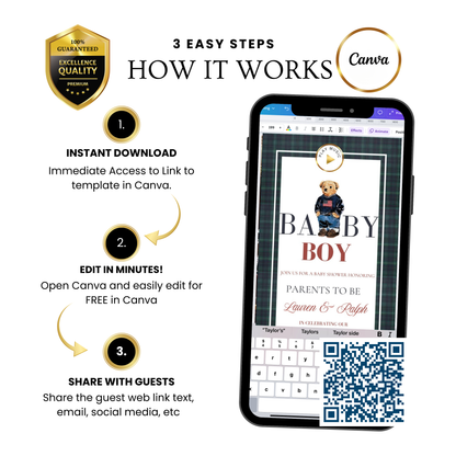 Baby Shower Invitation Website | Animated Classic Polo Baby Shower Invite with Rsvp tracking