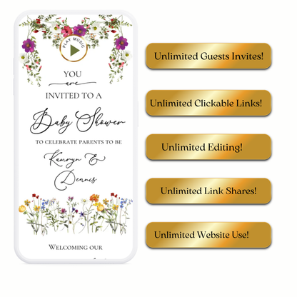 Wildflowers Baby Shower Invite Website with RSVP