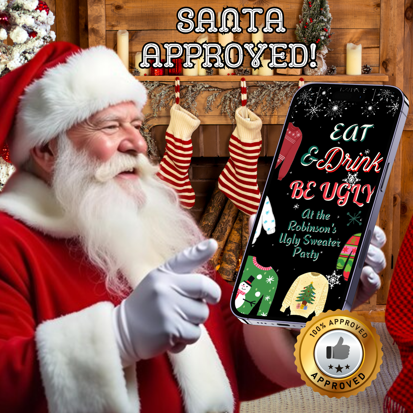 Ugly Sweater Party Video Invitation | Christmas Party Digital Invite | Editable Canva Evite Template