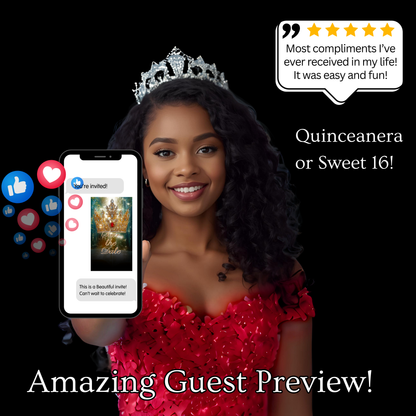 Videoeinladung zur Quinceañera mit roten Rosen | Digitale Einladung zum 15. Geburtstag | Bearbeitbare Canva-Vorlage