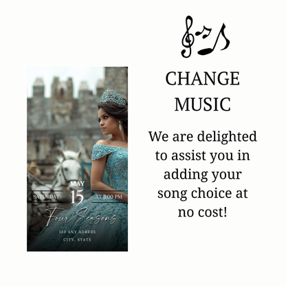 Silver Quinceanera Video Invite | Animated Sweet 15 16 Quince Evite | Editable Canva Evite Template