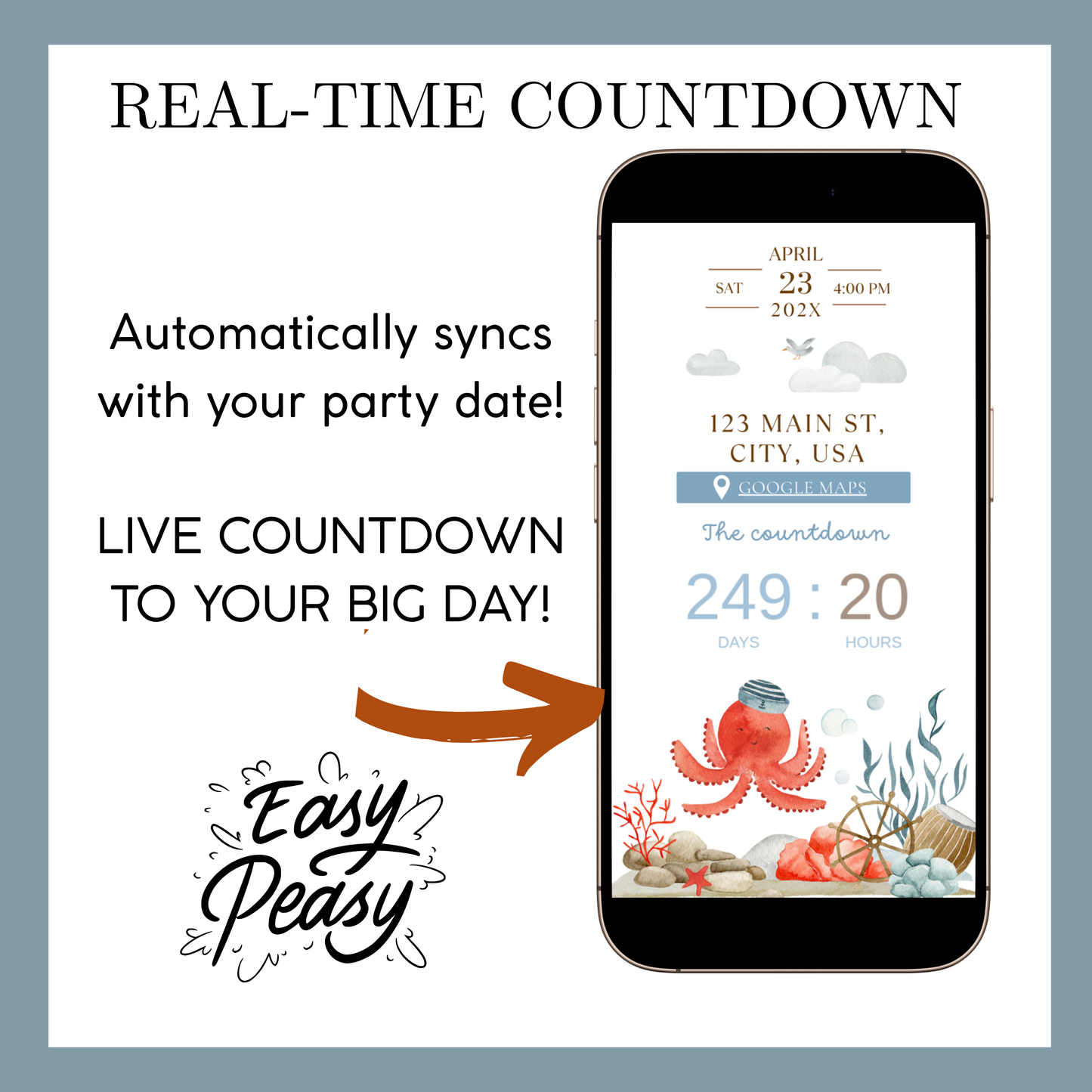 Under the Sea Baby Shower Website with RSVP | Ocean Animal Canva Template Invite
