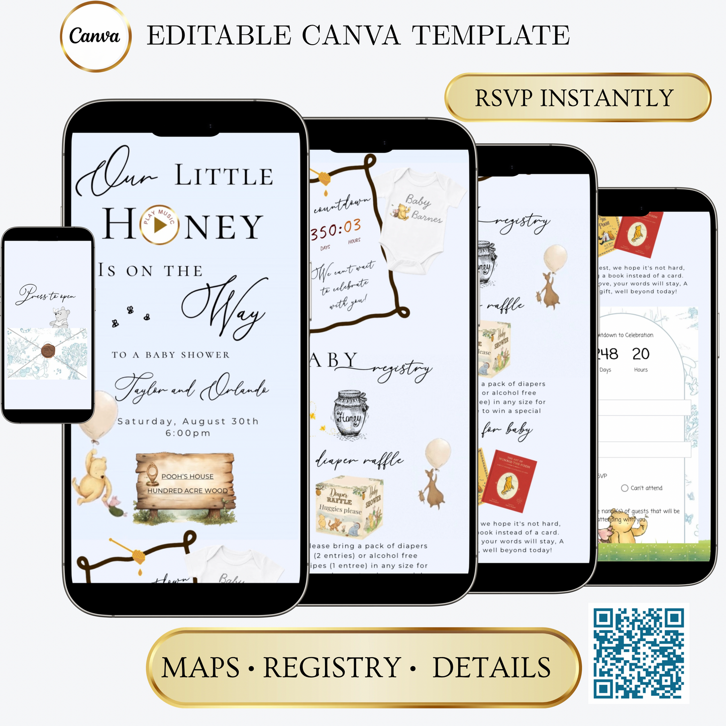Winnie the Pooh Baby Shower Invite Website with RSVP