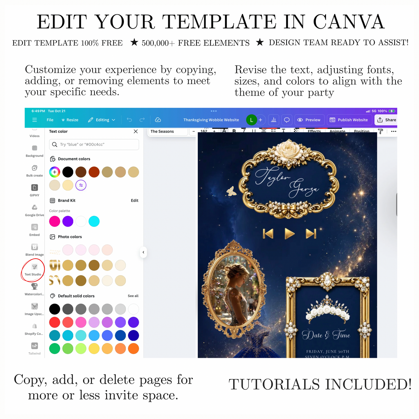 Navy and Gold Website Invitation with RSVP tracking
