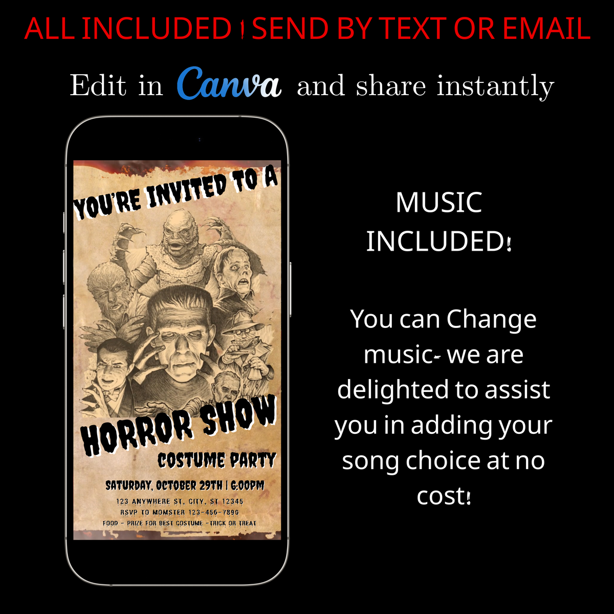 Halloween Video Invitation | Frankenstein Horror Movie Animated Invite
