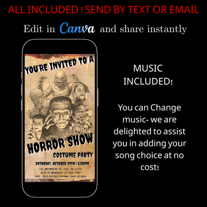 Halloween Video Invitation | Frankenstein Horror Movie Animated Invite