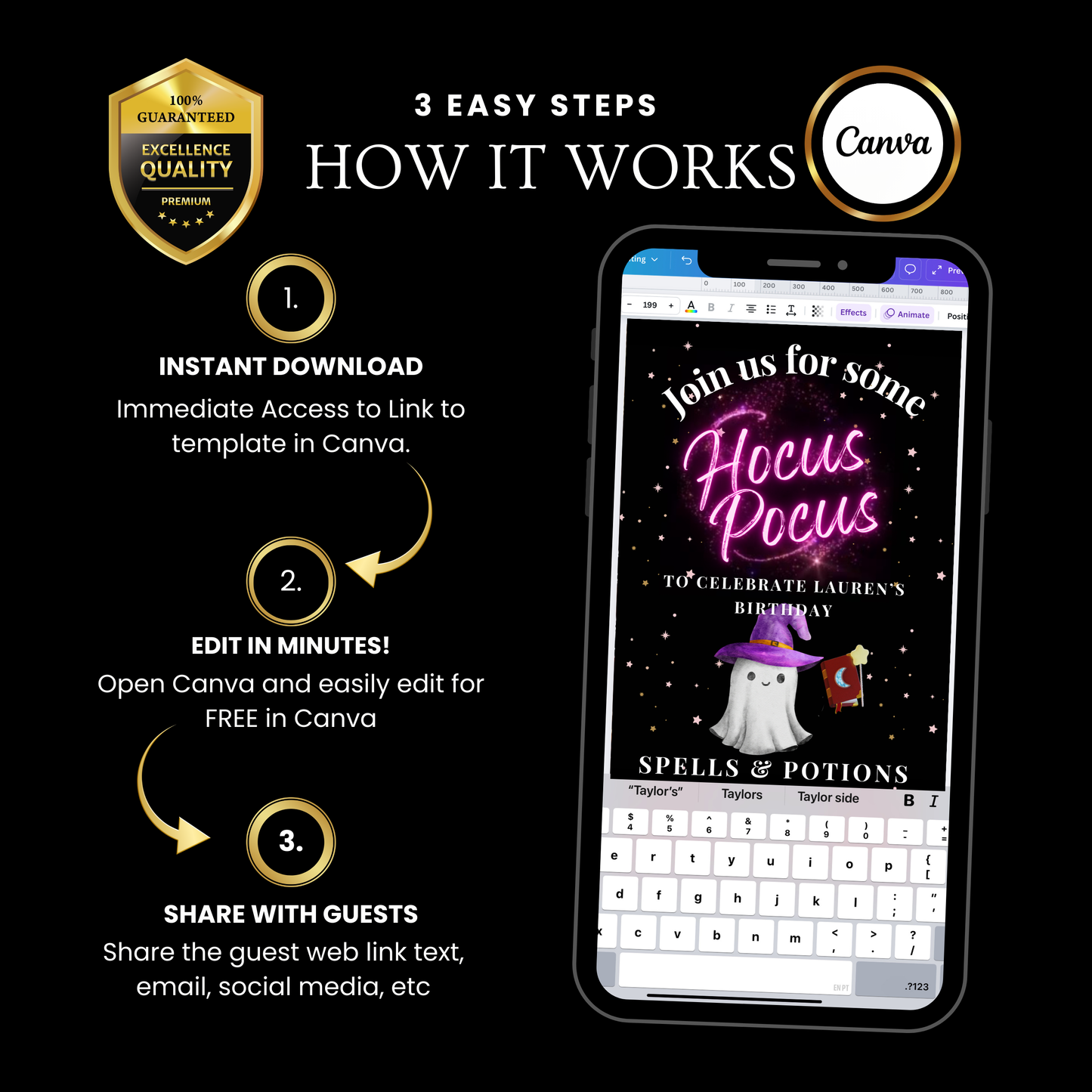 Halloween Video Invitation | Animated Halloween Digital Evite | Editable Canva Invite Template