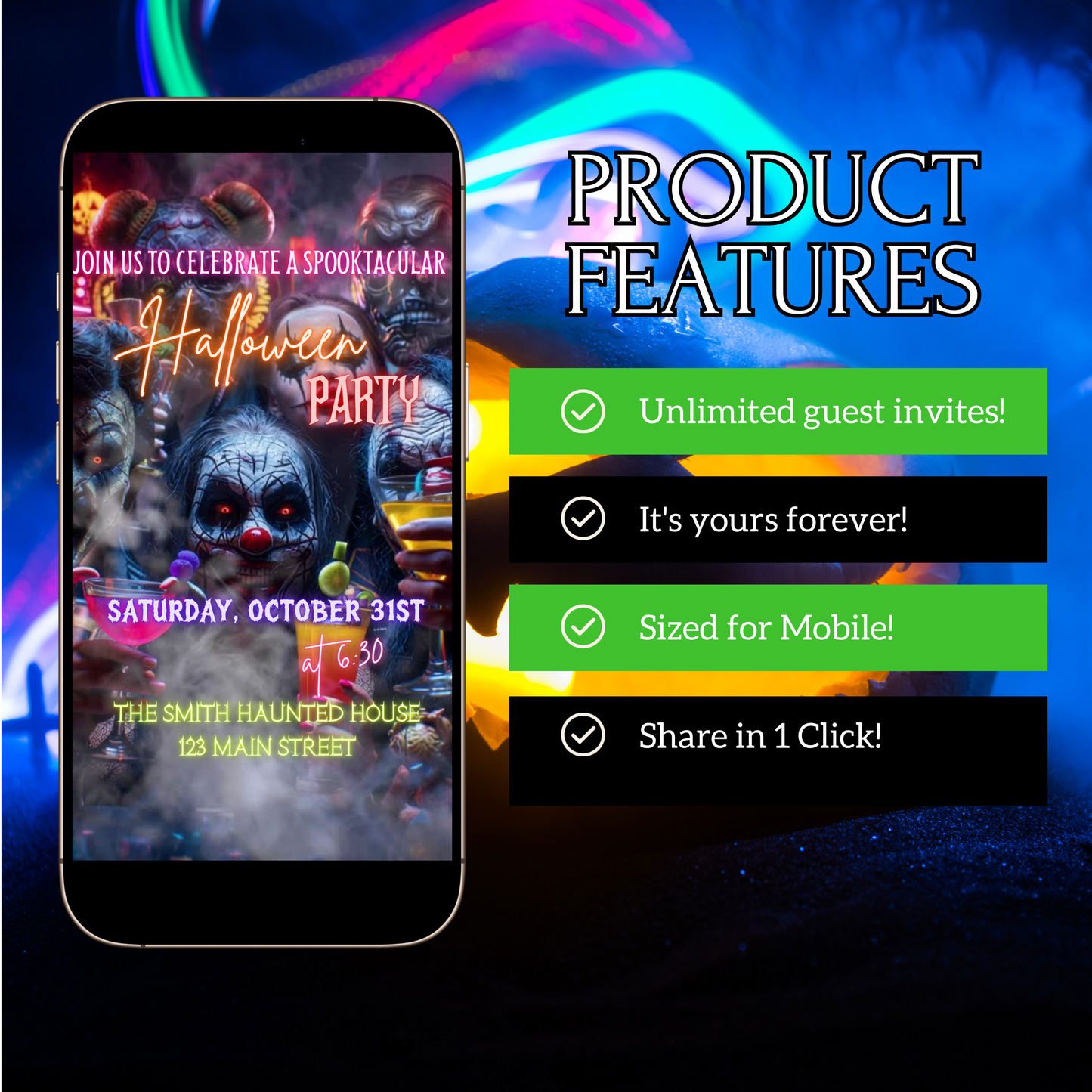 Halloween Video Invitation | Monster Animated Invite | Editable Halloween Bad and boozy Mobile Evite