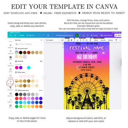 Bearbeitbare Coachella-Videoeinladung | Animierte Geburtstagseinladung für mobile Musikfestivals | Canva-Videoeinladungsvorlage