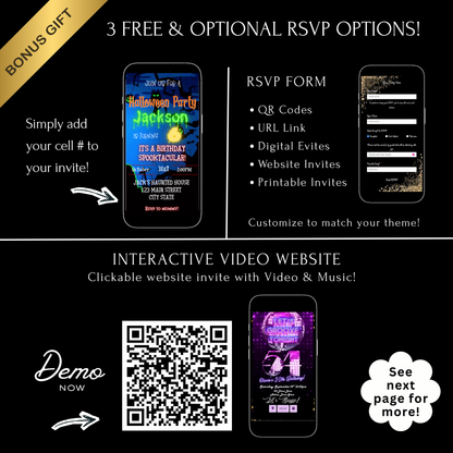 Halloween-Videoeinladung, animierte Einladung zum gruseligen Geburtstag für Jungen, bearbeitbare mobile Einladung zur Halloween-Party