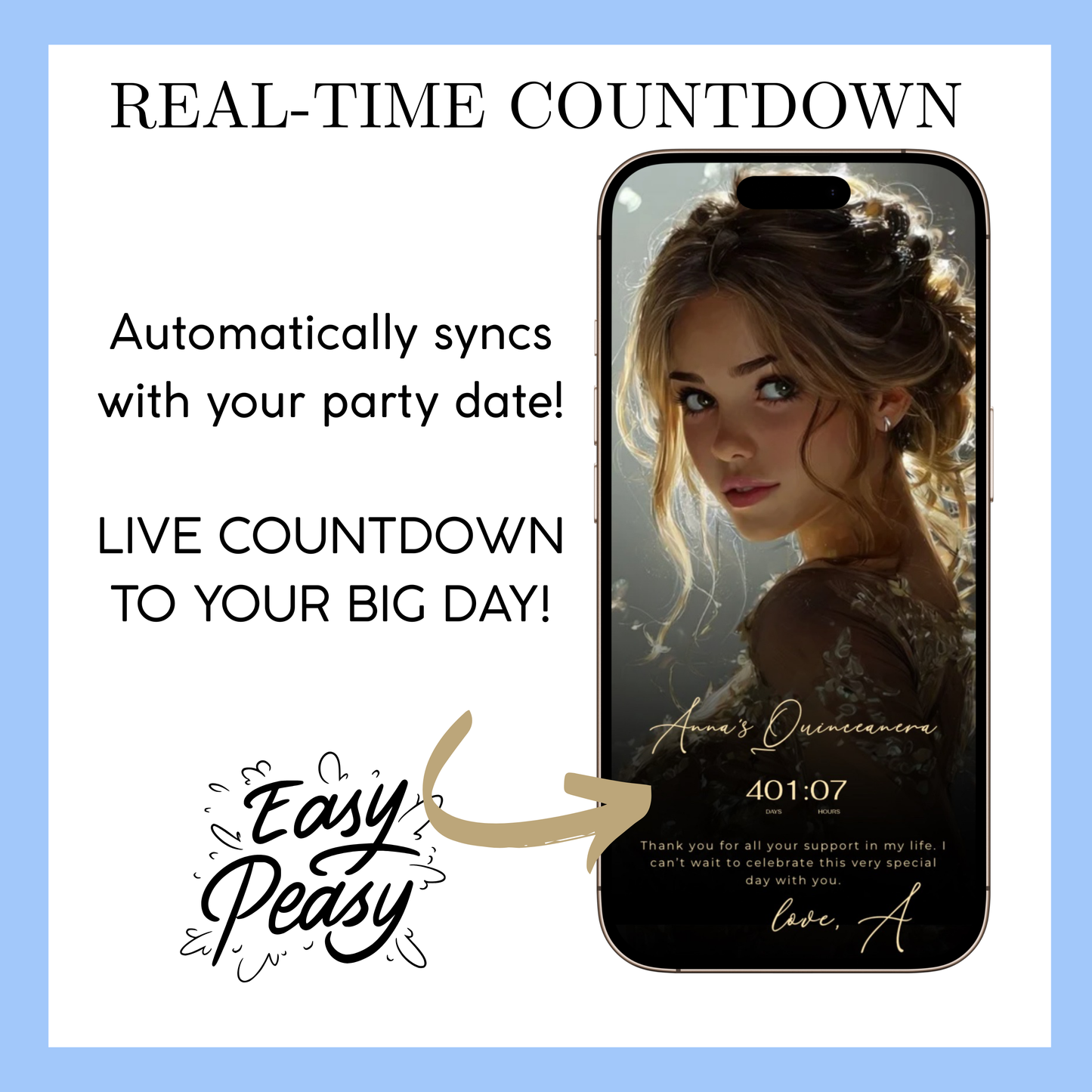 Cinderella Quinceanera Website Invite |  Sweet 15 16 Evite RSVP tracker Video Invitation | Canva Template