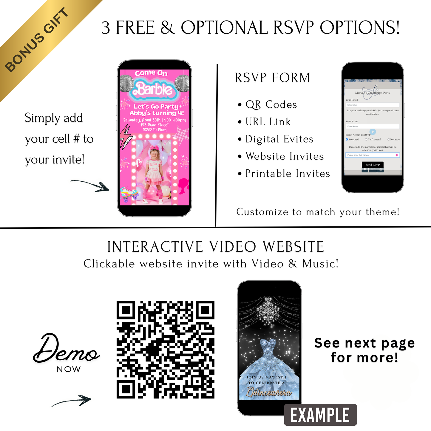 Editable Barbie Video Invitation | Animated Pink Barbie Digital Evite | Editable Canva Invite Template