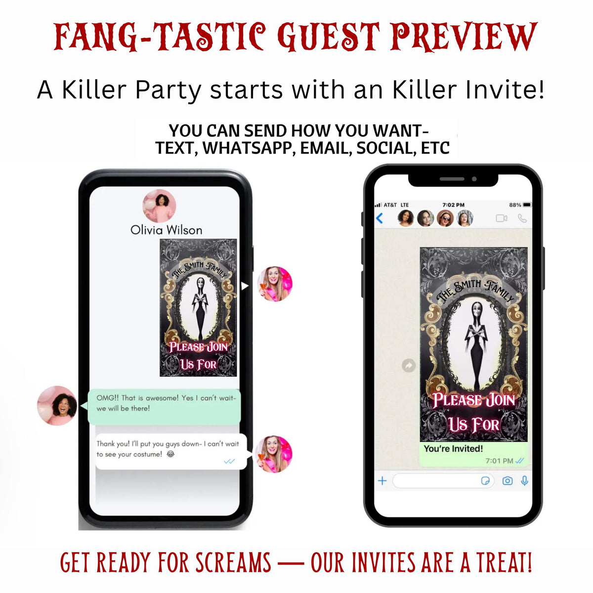 Halloween Video Invitation, Adams Family Animated Invite, Editable Halloween Party Mobile Evite