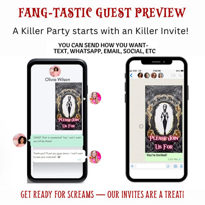 Halloween Video Invitation, Adams Family Animated Invite, Editable Halloween Party Mobile Evite