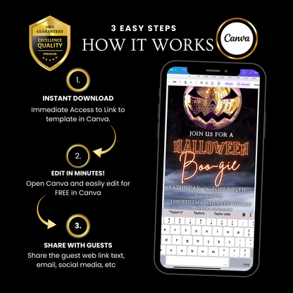 Halloween-Videoeinladung, animierte Discoween-Einladung, bearbeitbare mobile Halloween-Party-Einladung