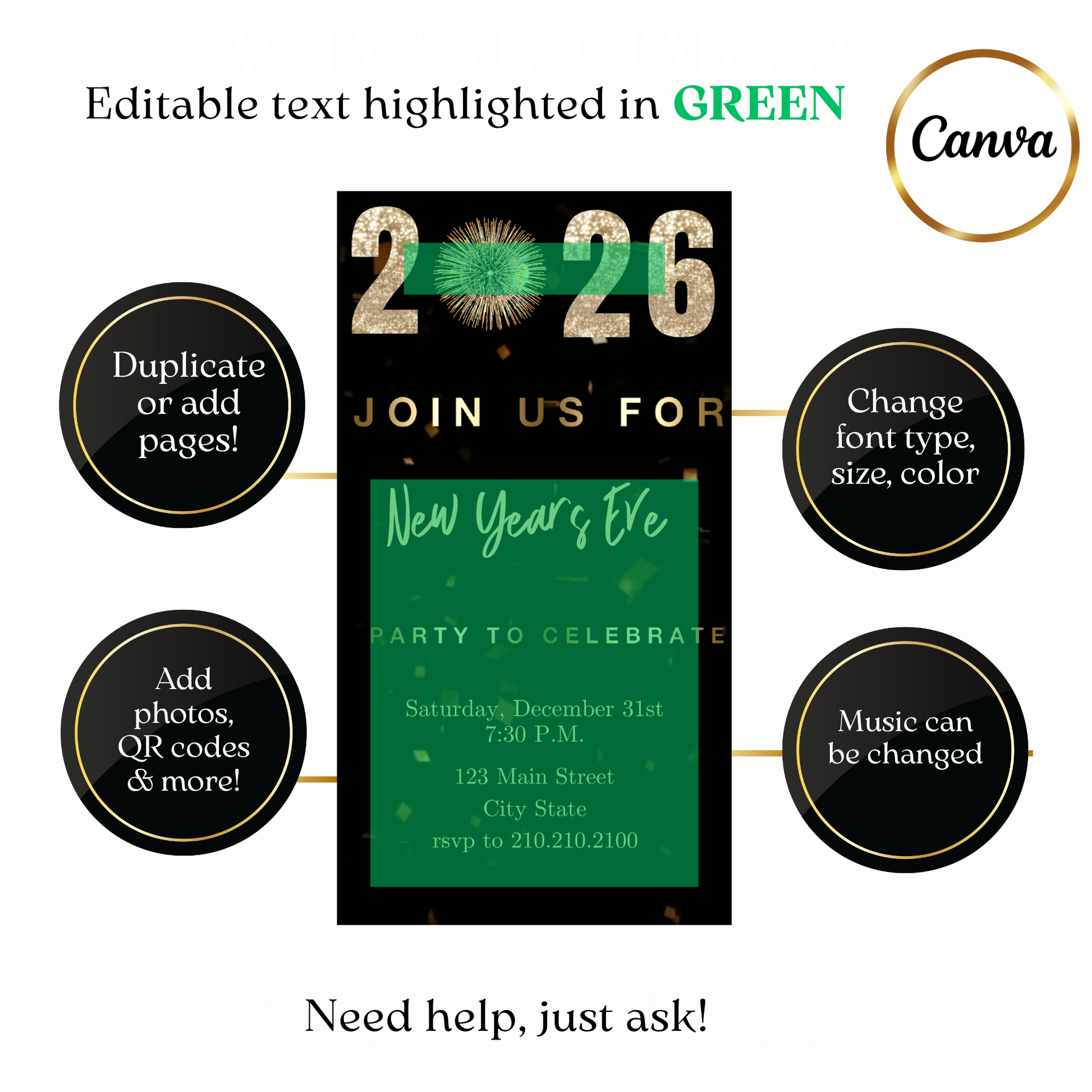 Custom fireworks celebration digital video invite design