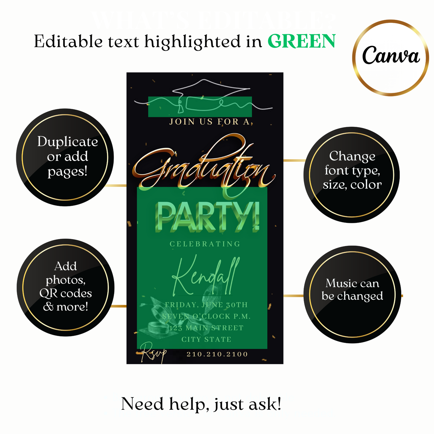 Animated Graduation Party video invitation with diploma design