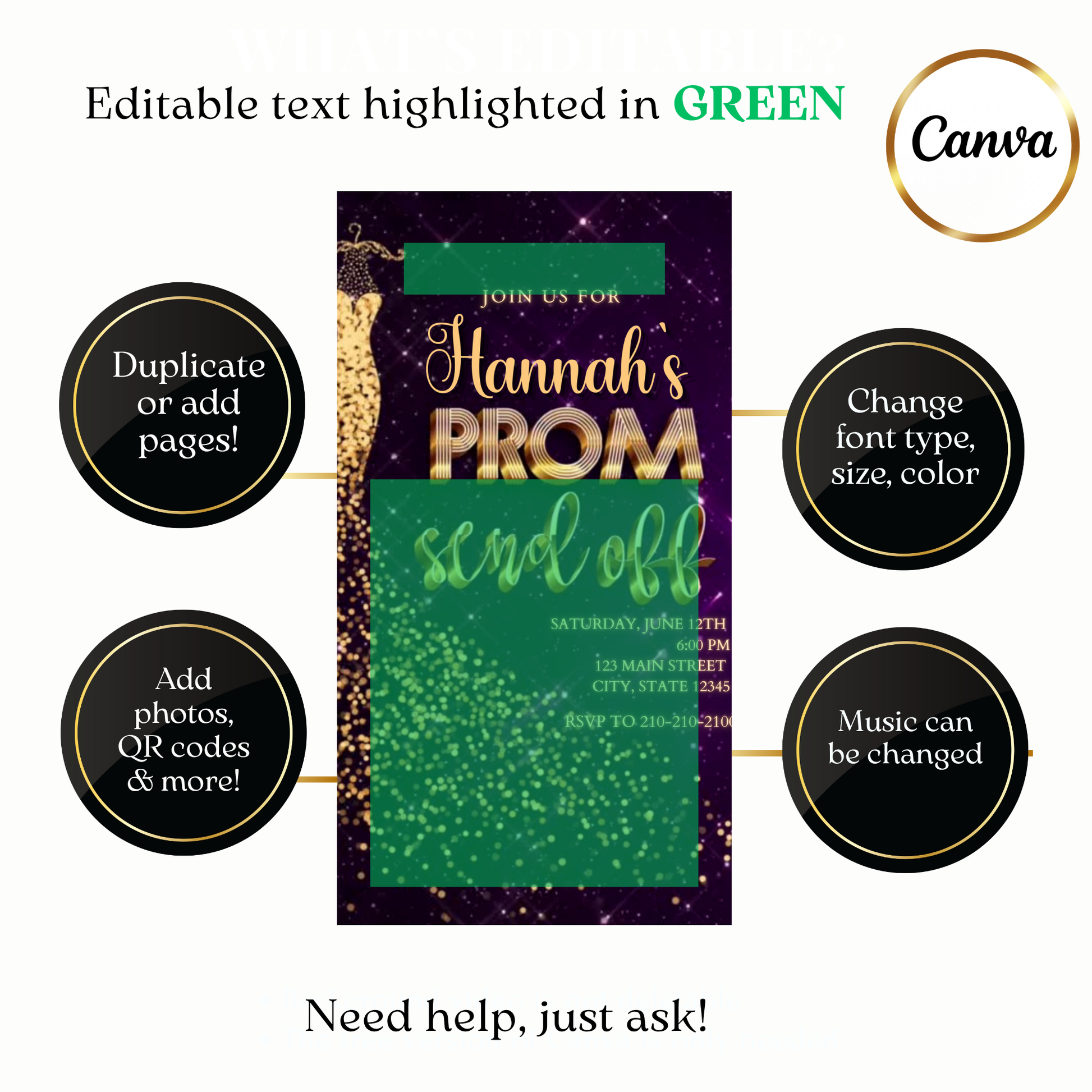 Glamour prom night video invite customizable online