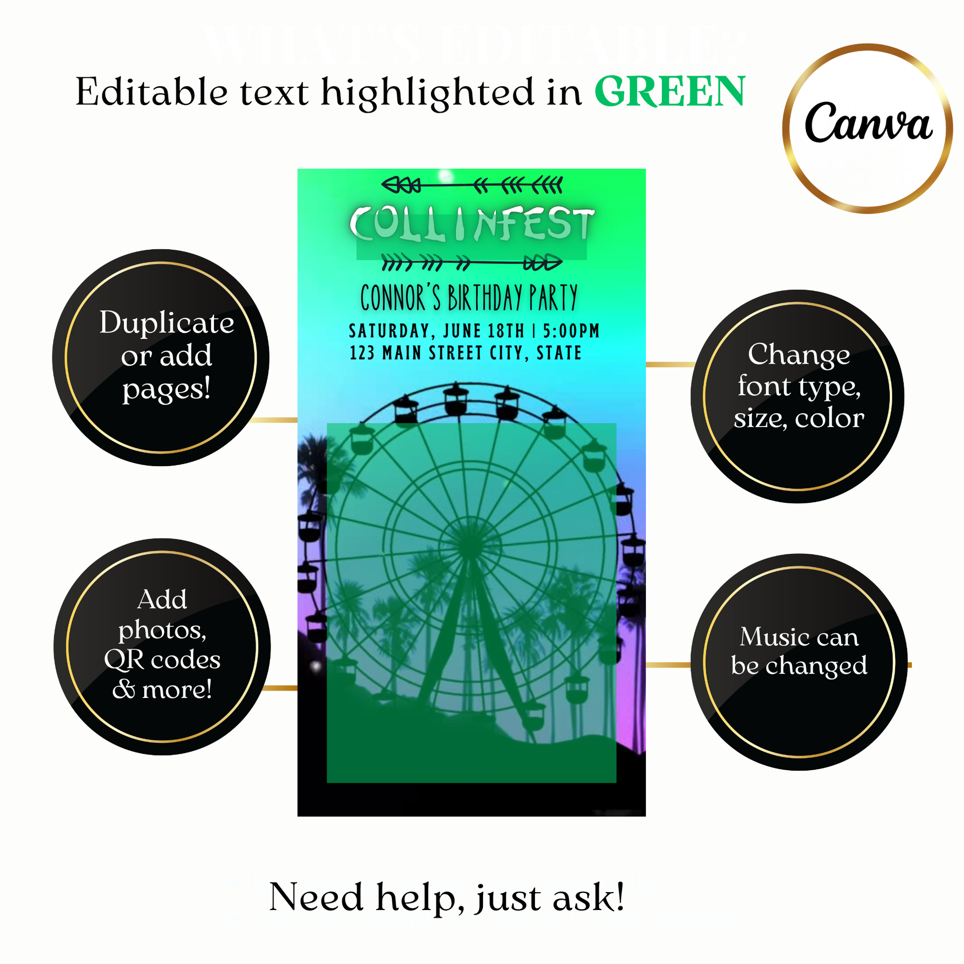 Custom festival ferris wheel video invite design