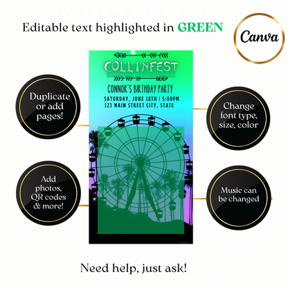 Custom festival ferris wheel video invite design