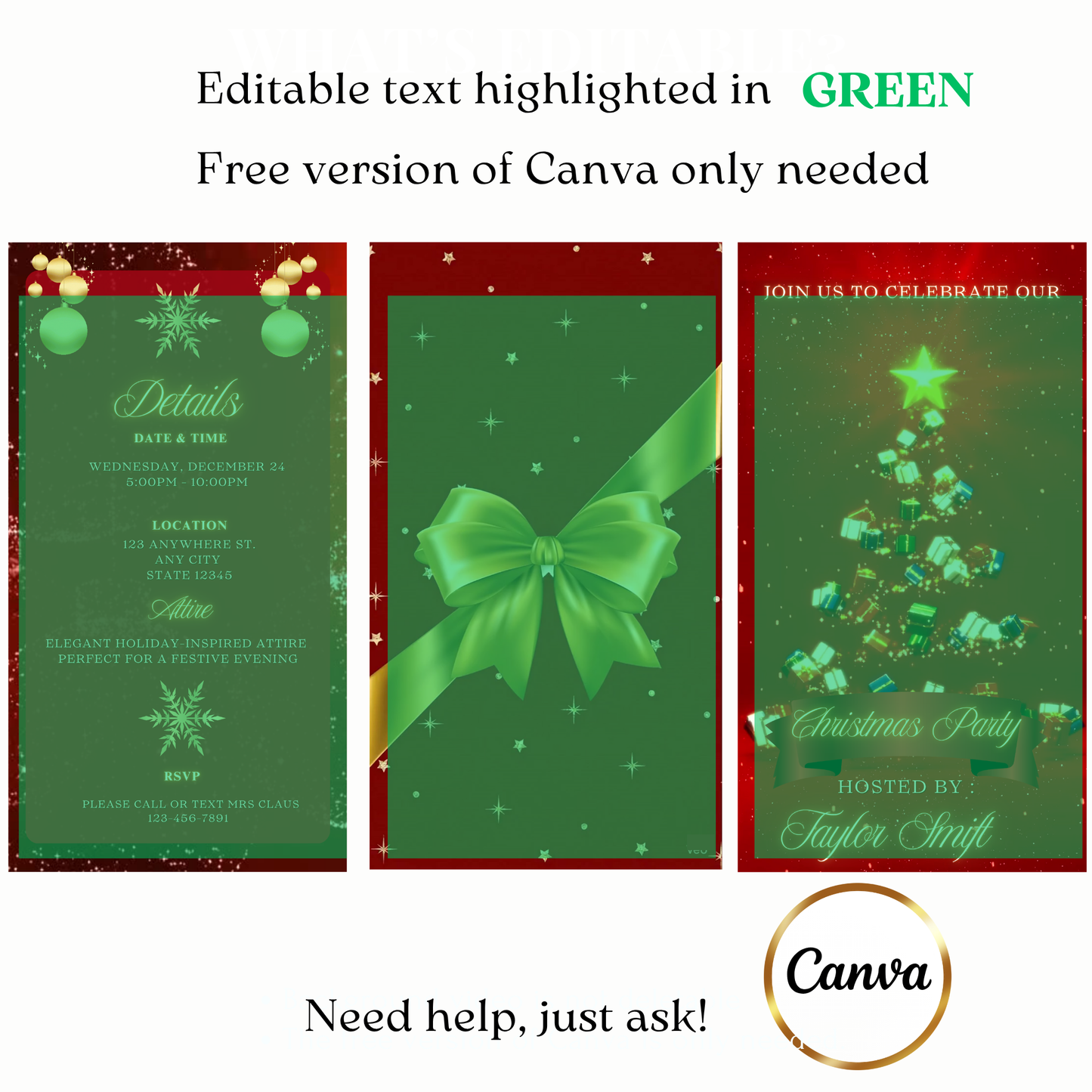 Christmas party video invite customizable gift