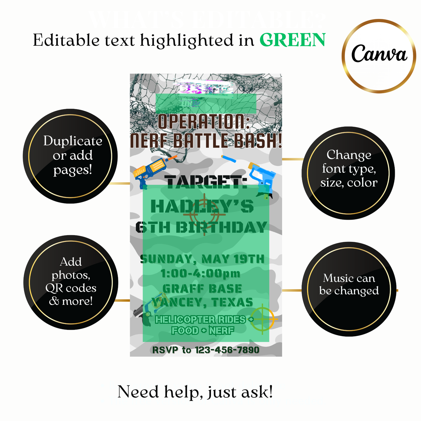 Camouflage Battle Game Video Invitation with Music