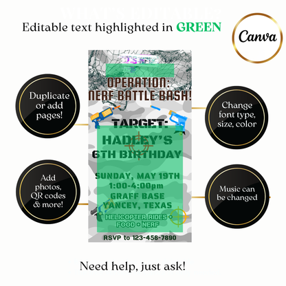 Camouflage Battle Game Video Invitation with Music