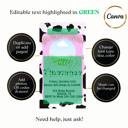 Baby girl western video invite customizable rodeo