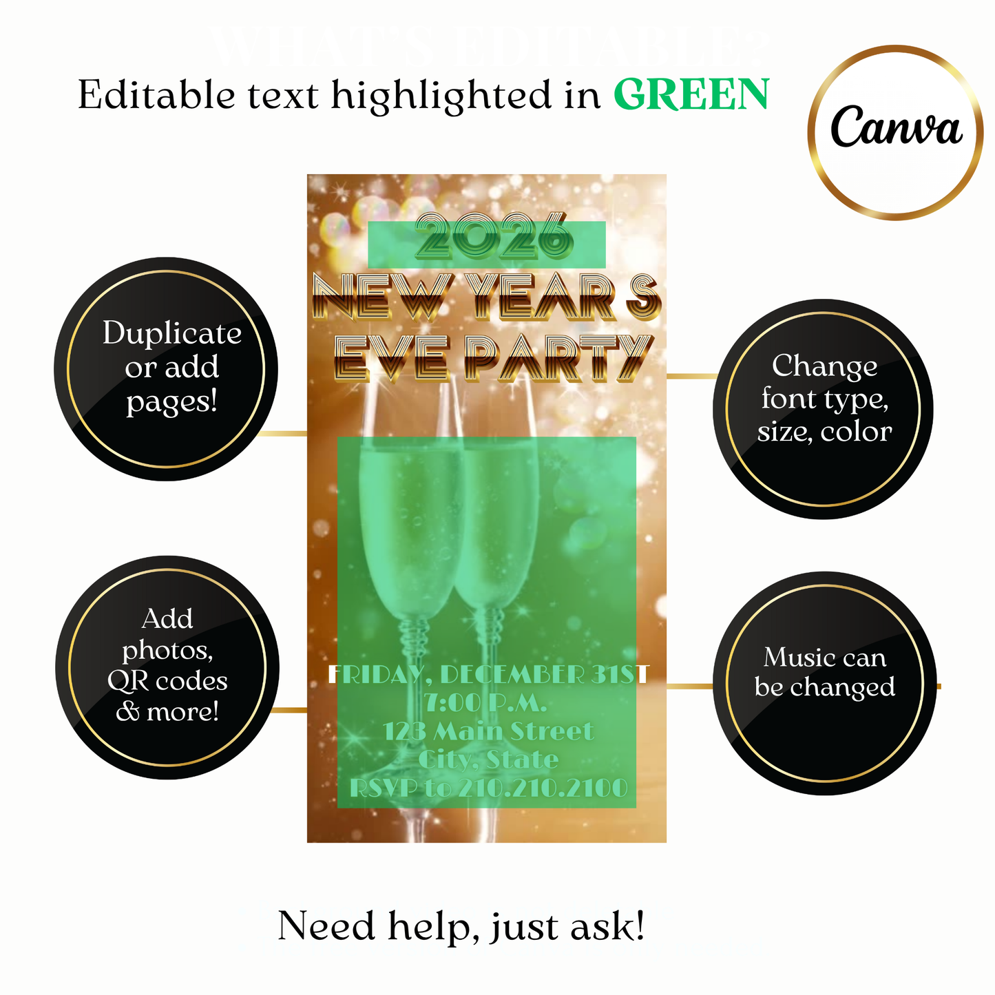 Custom retro 2026 champagne video invite design