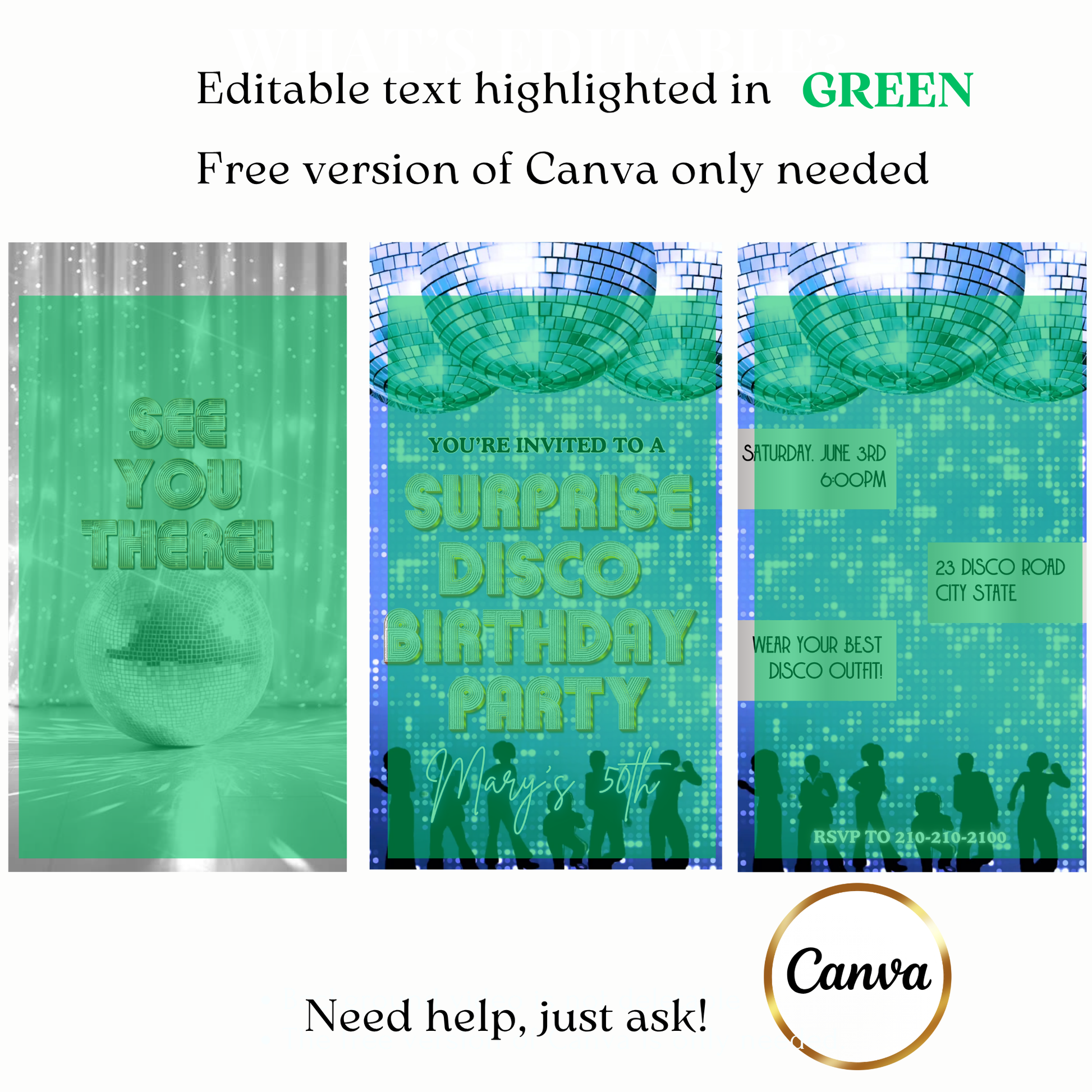 Blue disco party video invite customizable online