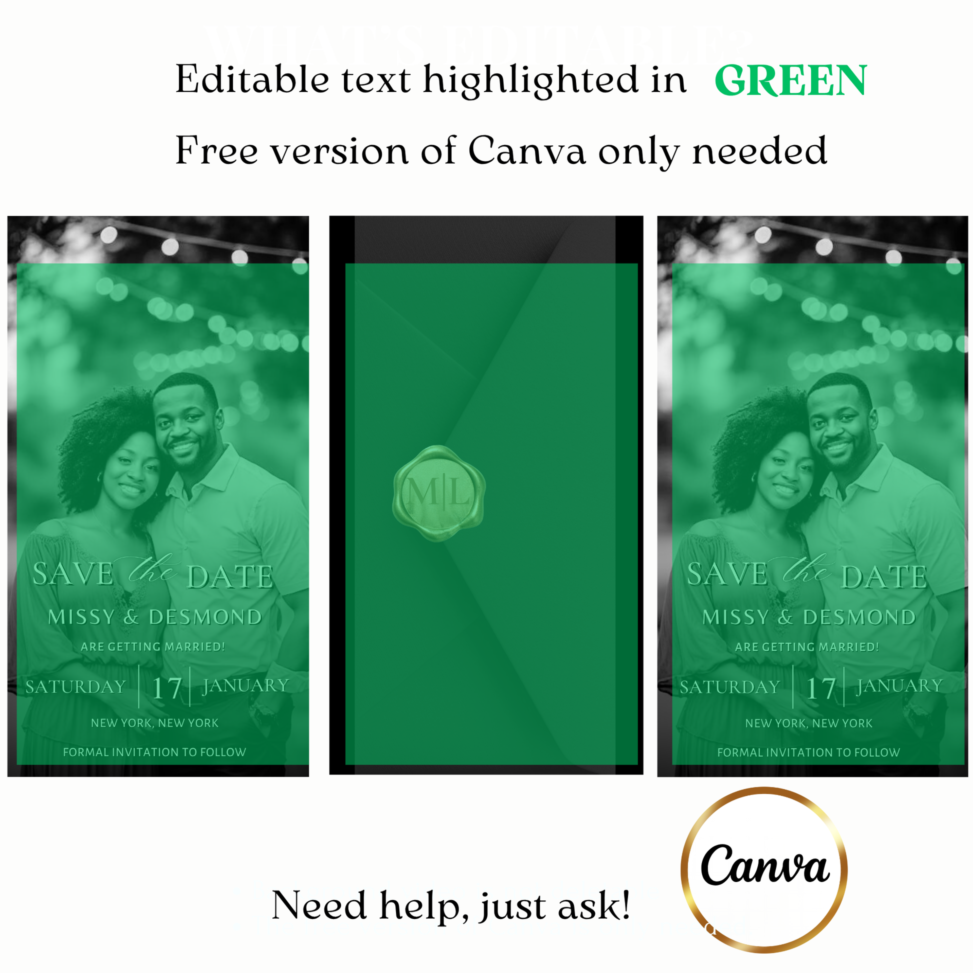 Custom black white wedding video invite design