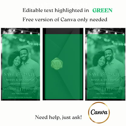 Custom black white wedding video invite design