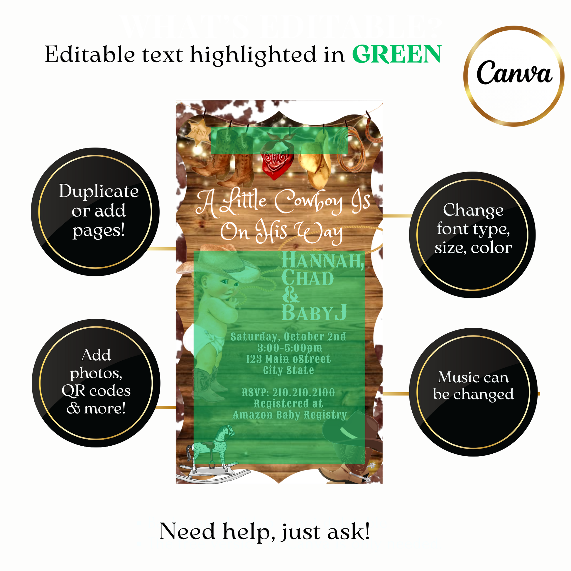 Animated Cowboy Baby Evite