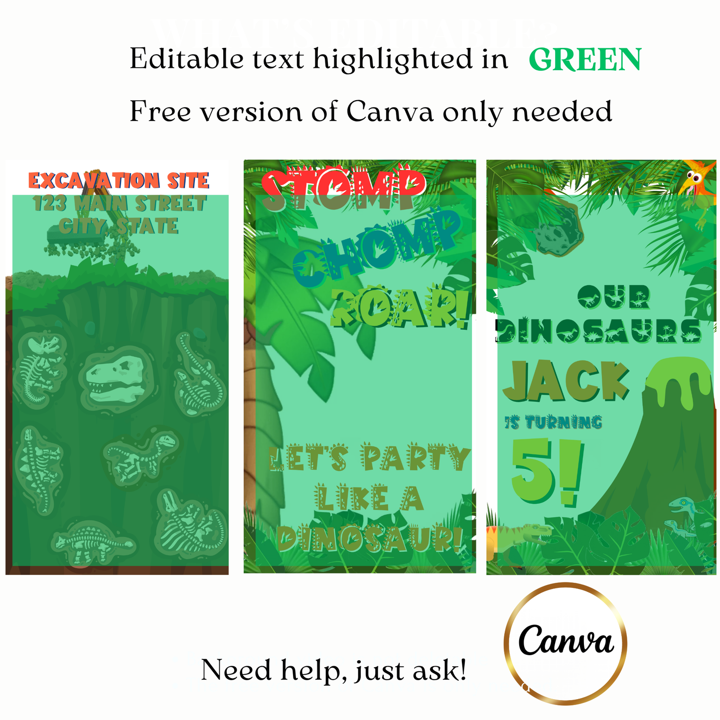 Tropical dinosaur adventure animated birthday invite