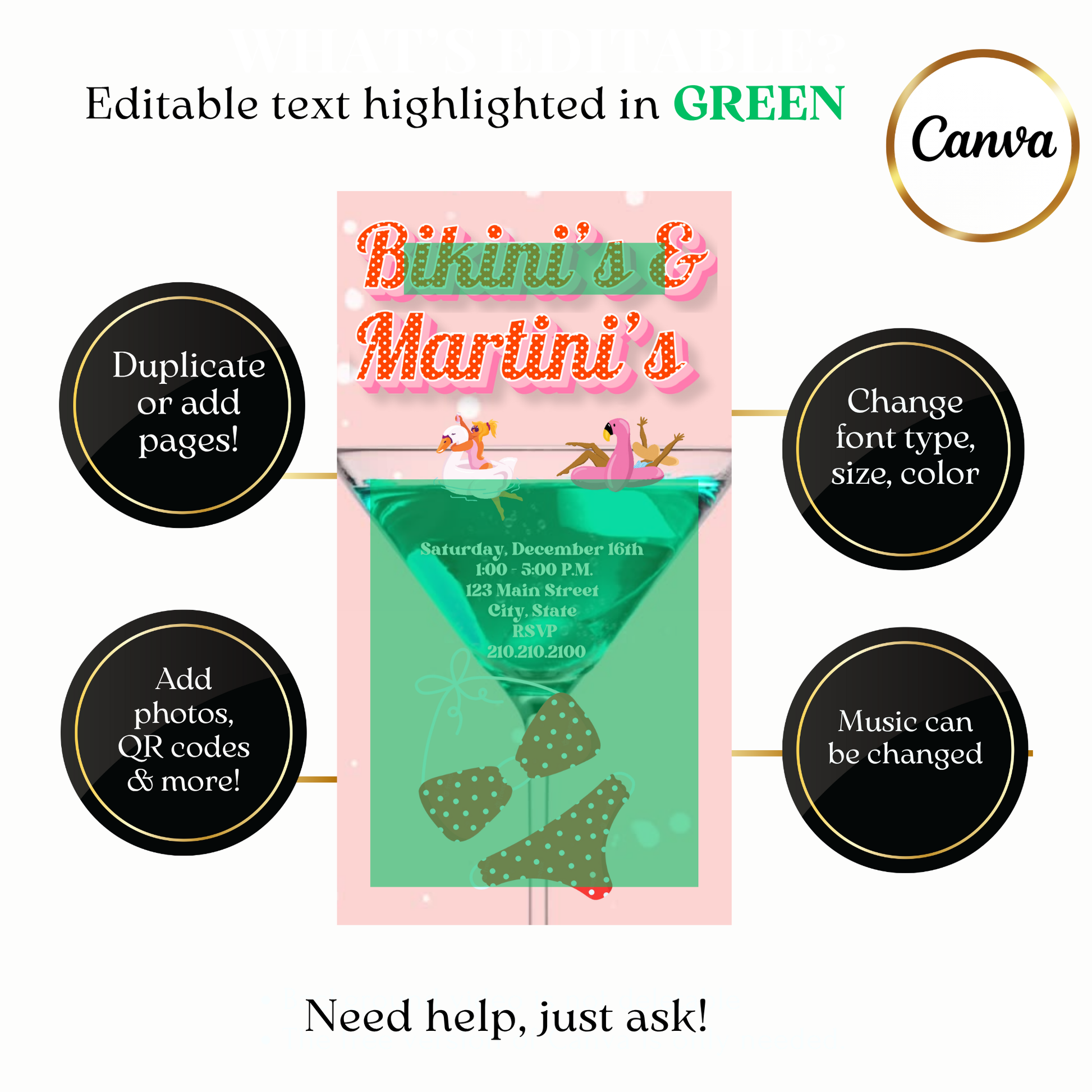 Digital summer pool party video invite card