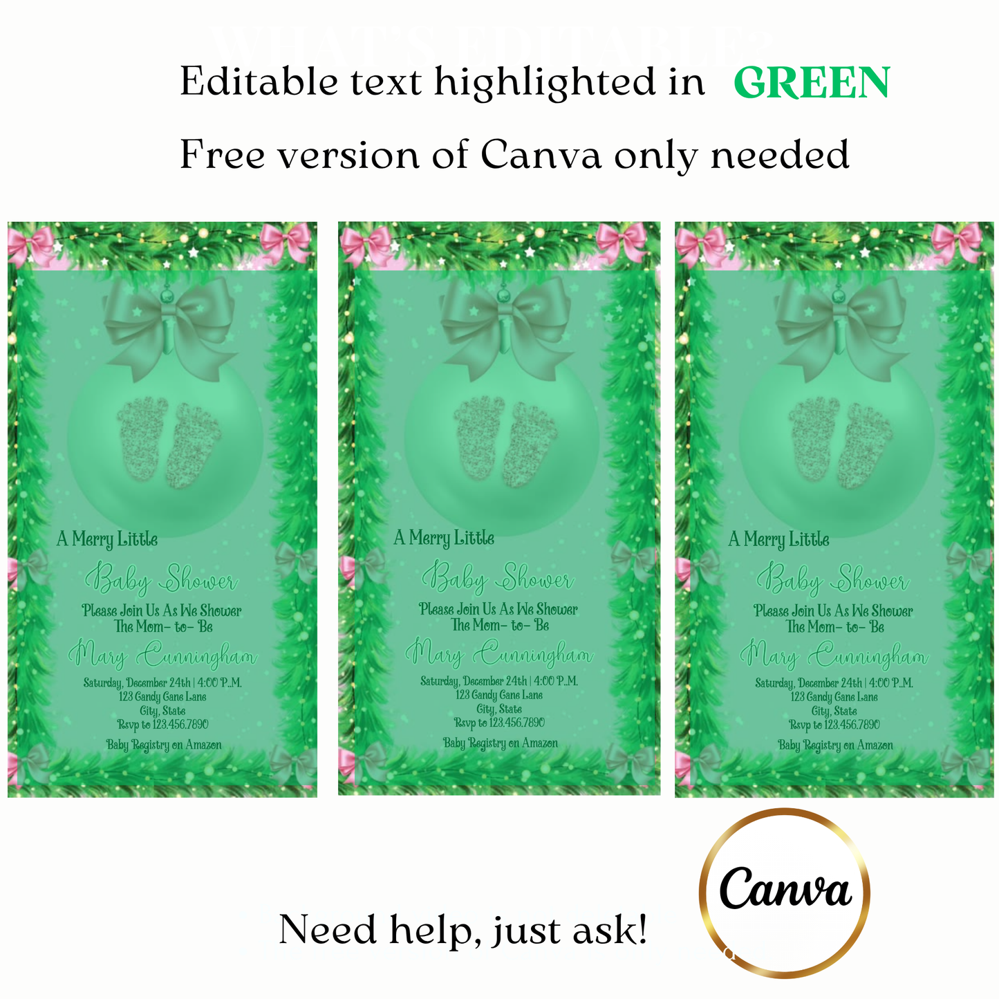 Custom pink ornament baby shower video invite design