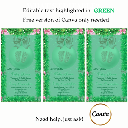 Custom pink ornament baby shower video invite design