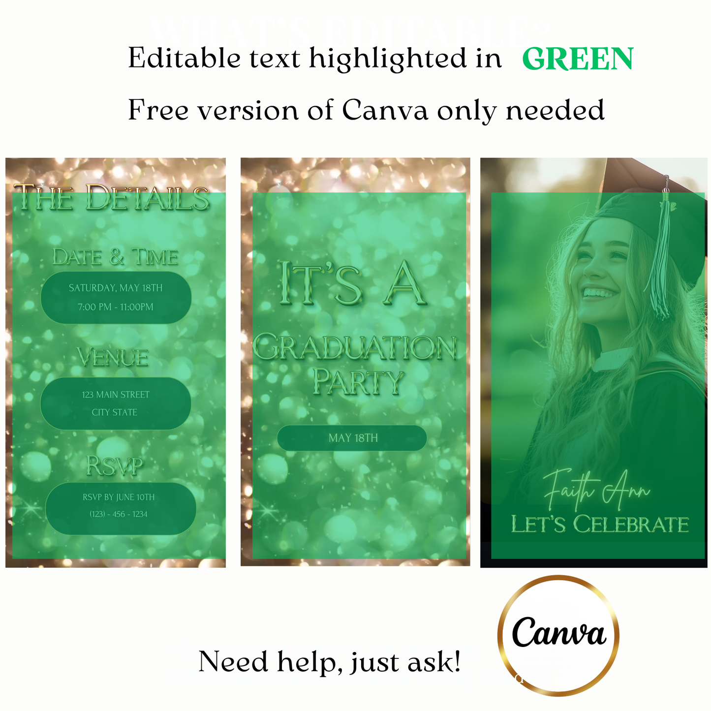 Digital elegant golden lights party video invite