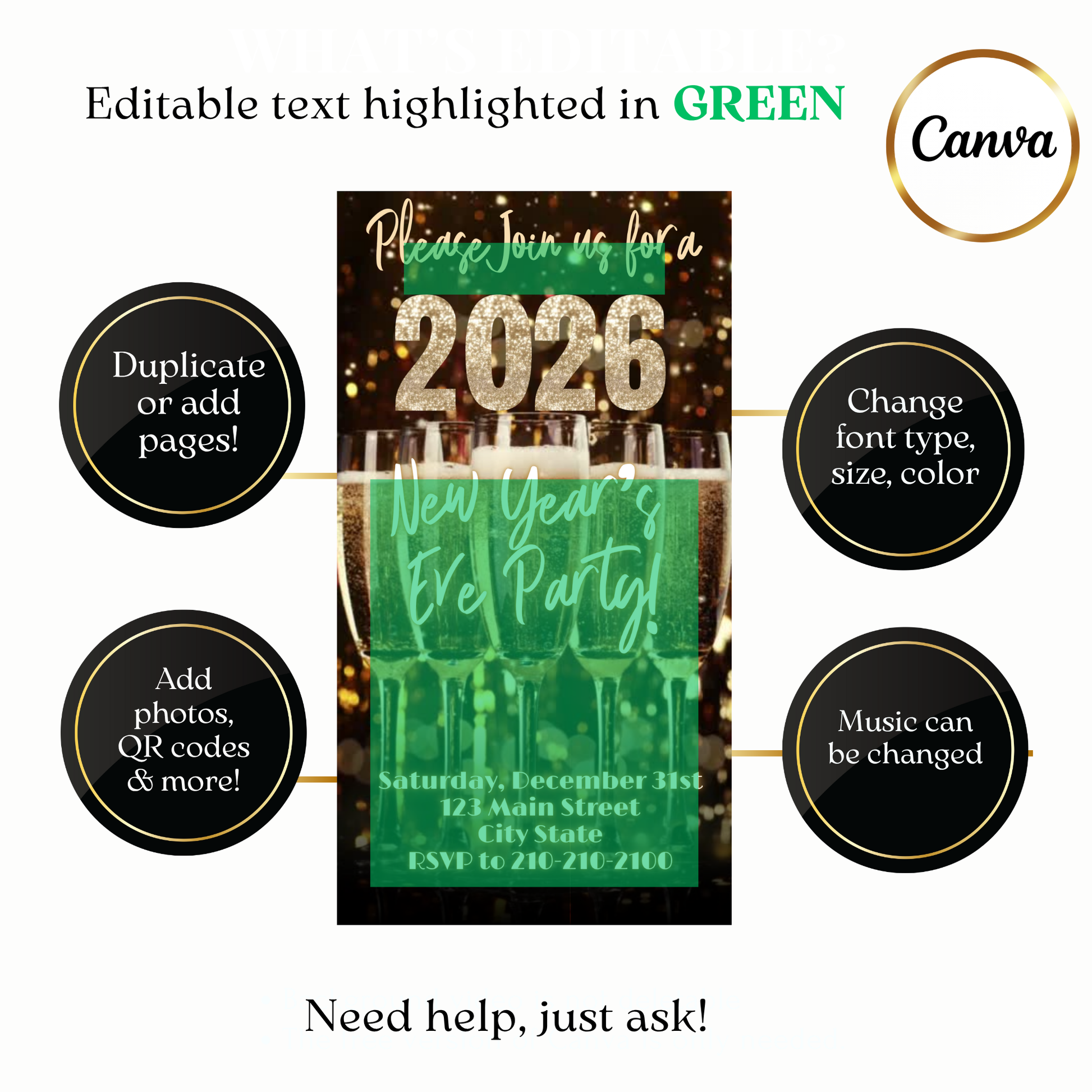 Custom champagne toast 2026 video invite design