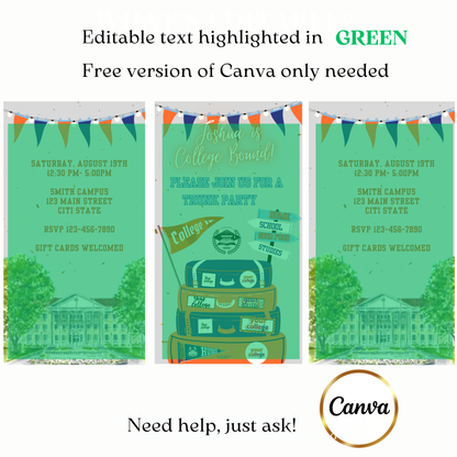 Editable Trunk Party Evite for Graduates for Mobile Sharing